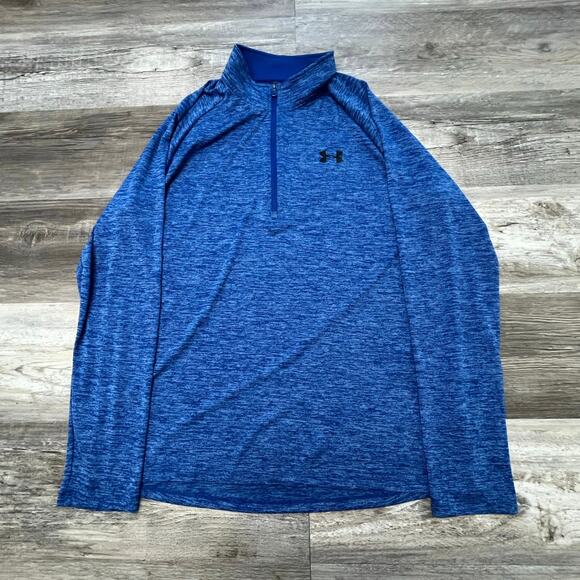 Under Armour Heather Blue Mens L 1/4 Zip Loose Fit Heatgear Mock Sweatshirt - Picture 1 of 9